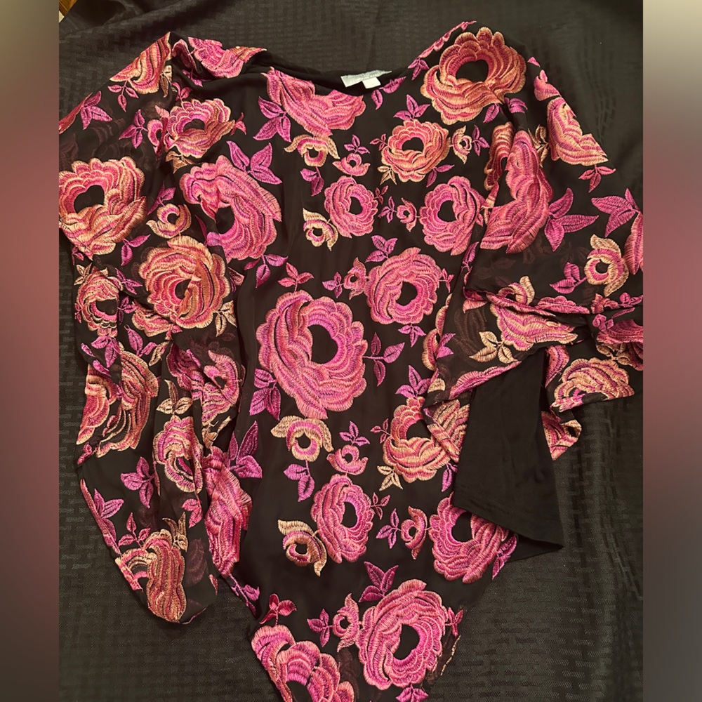 Hilary Radley for Katherine Barclay Flowered Overlay Shirt Size S